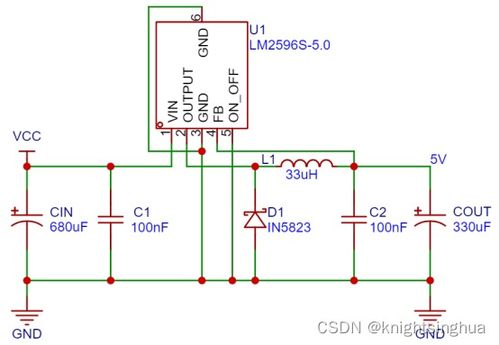 lm2596双usb降压模块电路图,LM2596双USB降压模块电路图详解